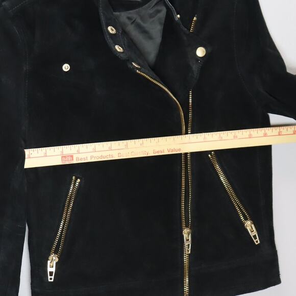 Blank NYC Black Suede Moto Jacket Size Small Missing One Snap - Picture 3 of 5